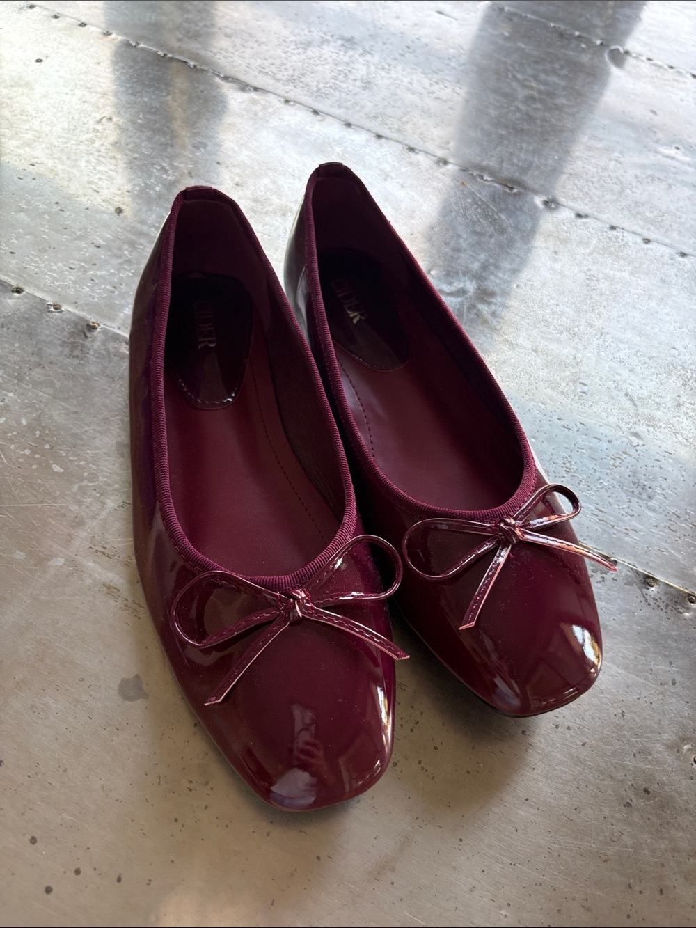 Cider Patent Ballet Flats in Deep Burgundy